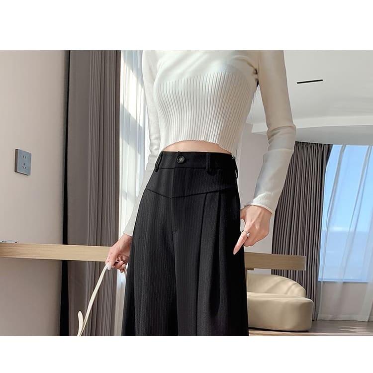 High Waist Striped Wide Leg Suit Pants