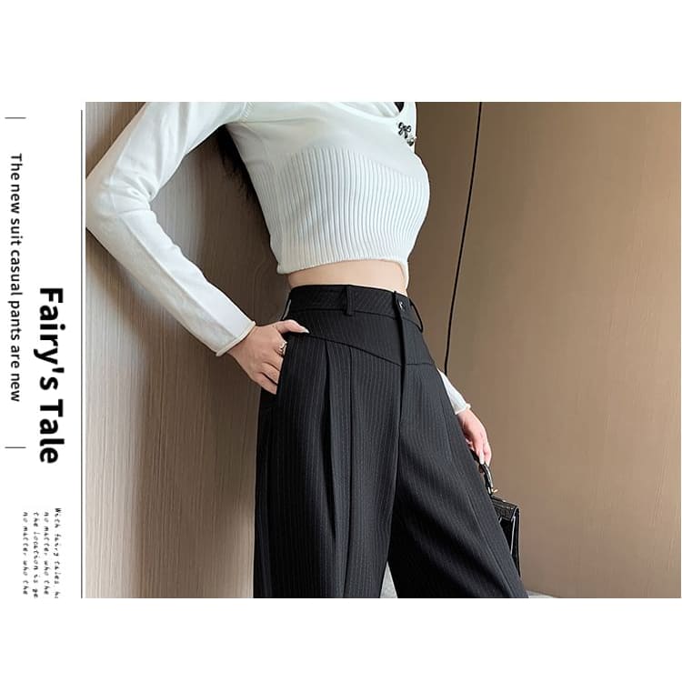 High Waist Striped Wide Leg Suit Pants