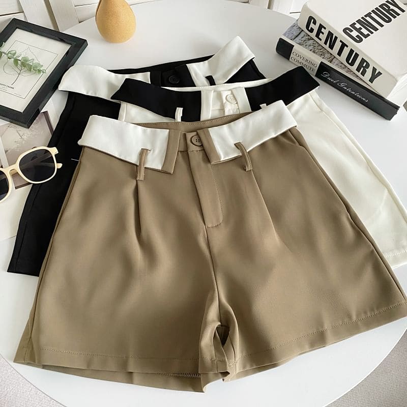 High Waist Two Tone Dress Shorts