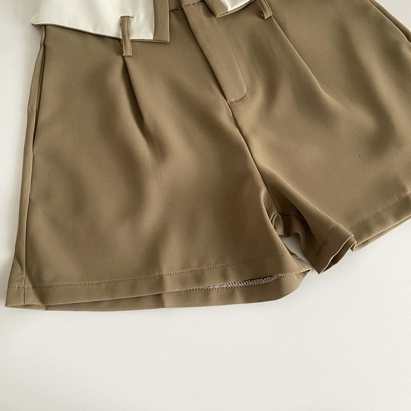 High Waist Two Tone Dress Shorts