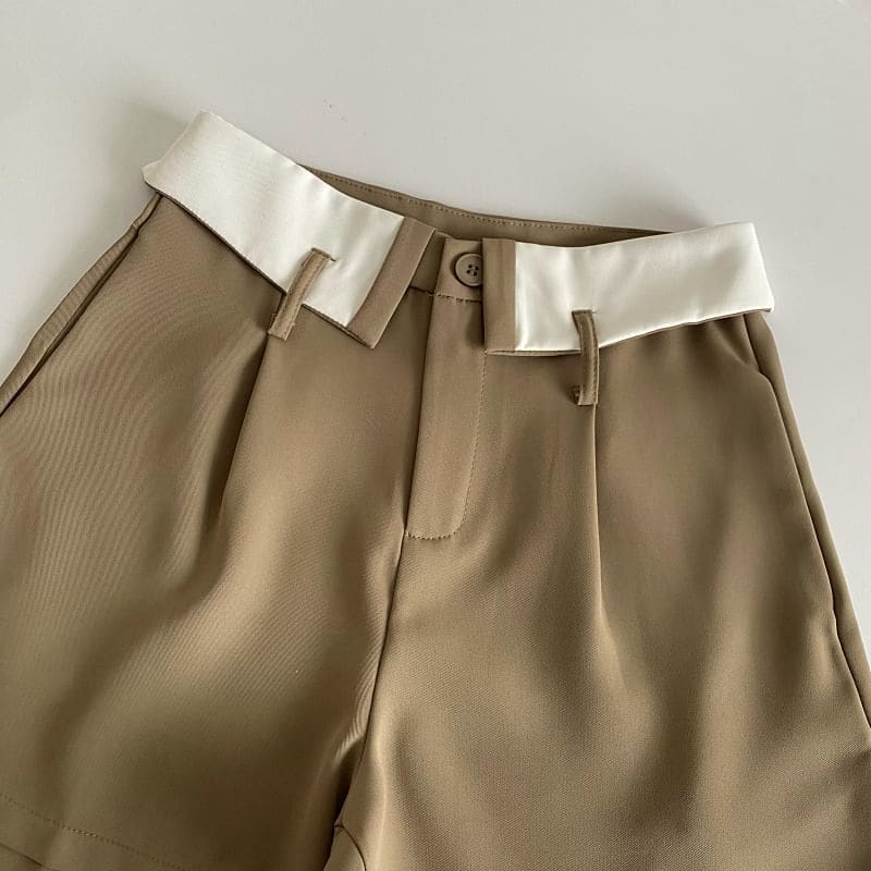 High Waist Two Tone Dress Shorts