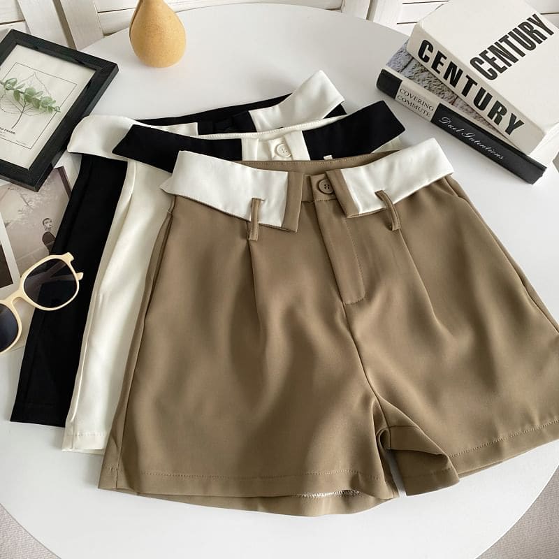 High Waist Two Tone Dress Shorts