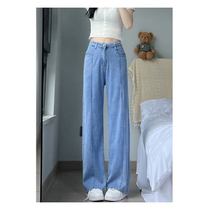 High Waist Washed Wide Leg Jeans