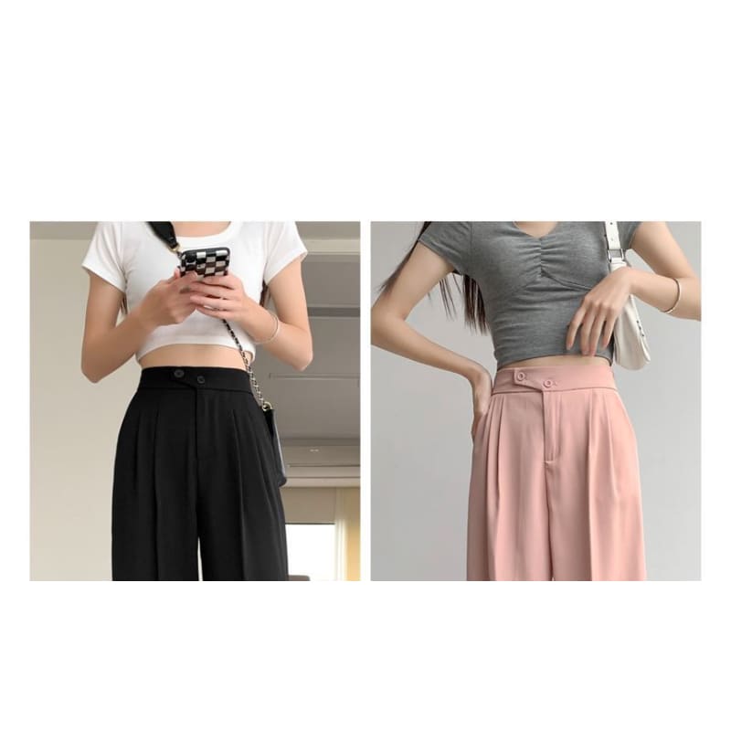 High-Waist Wide-Leg Dress Pants