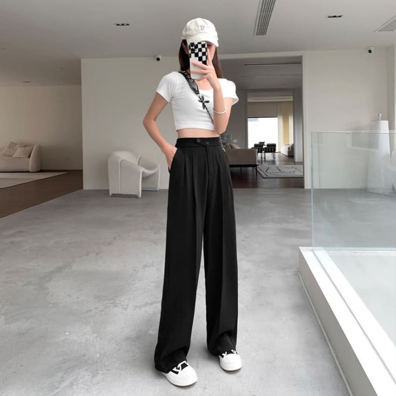 High-Waist Wide-Leg Dress Pants