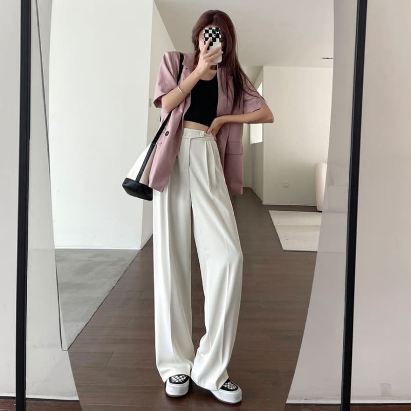 High-Waist Wide-Leg Dress Pants