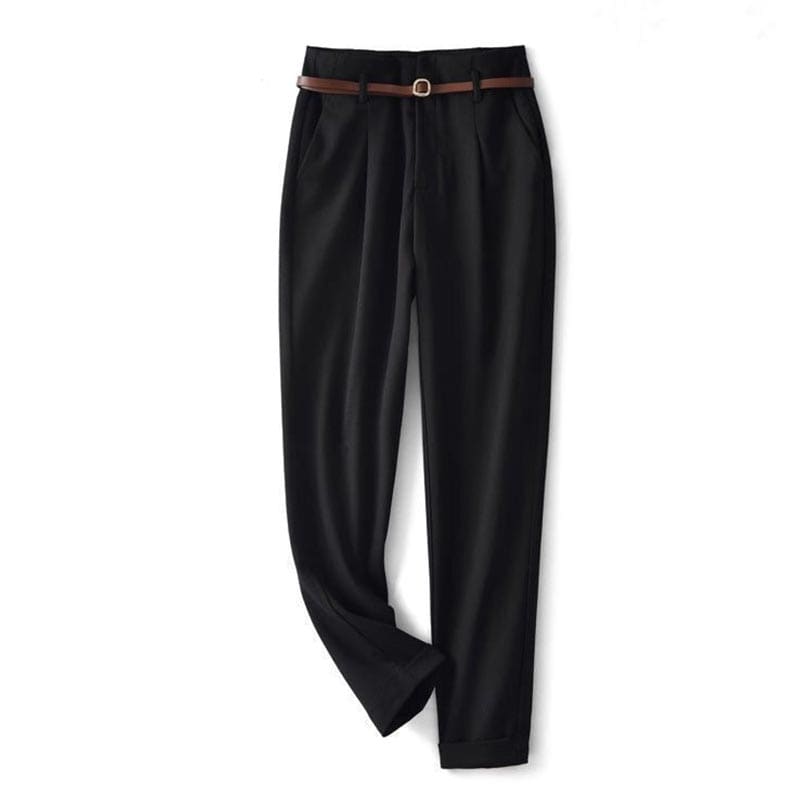 High-Waist Zipper Pocket Suit Pants - Black / M