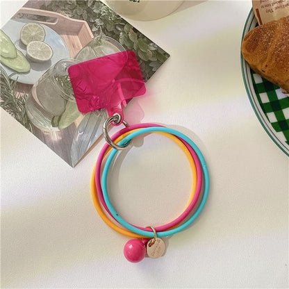 Hoop Phone Strap with Lanyard Pad - B10 - Pink & Blue &