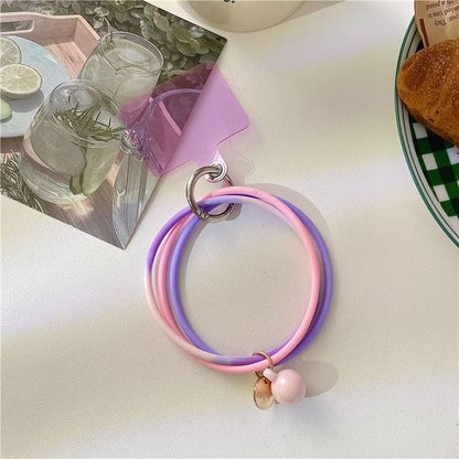 Hoop Phone Strap with Lanyard Pad - B7 - Pink & Purple