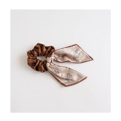 Horse Print Bow Scrunchie - Coffee / One Size