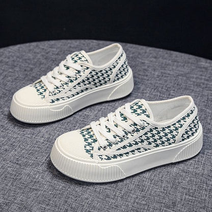 Houndstooth Sneakers - Green / 35