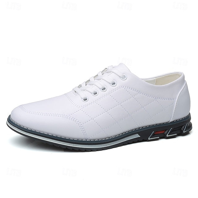 - Faux Lace-Up Quilted Blue Sneakers Leather Stylish Men's