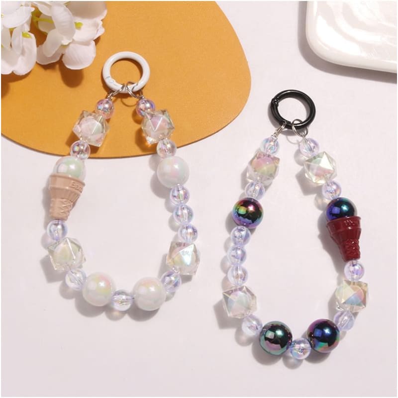 Ice Cream Acrylic Bead Bag Charm Keyring