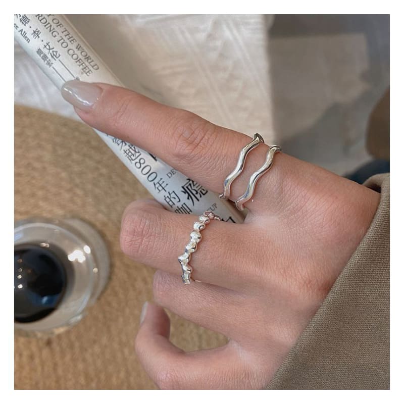 Irregular Alloy Open Ring / Wavy Layered Alloy Open Ring