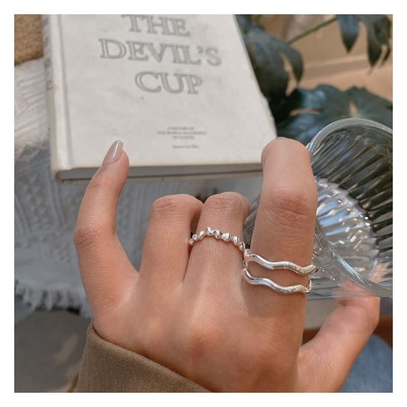 Irregular Alloy Open Ring / Wavy Layered Alloy Open Ring