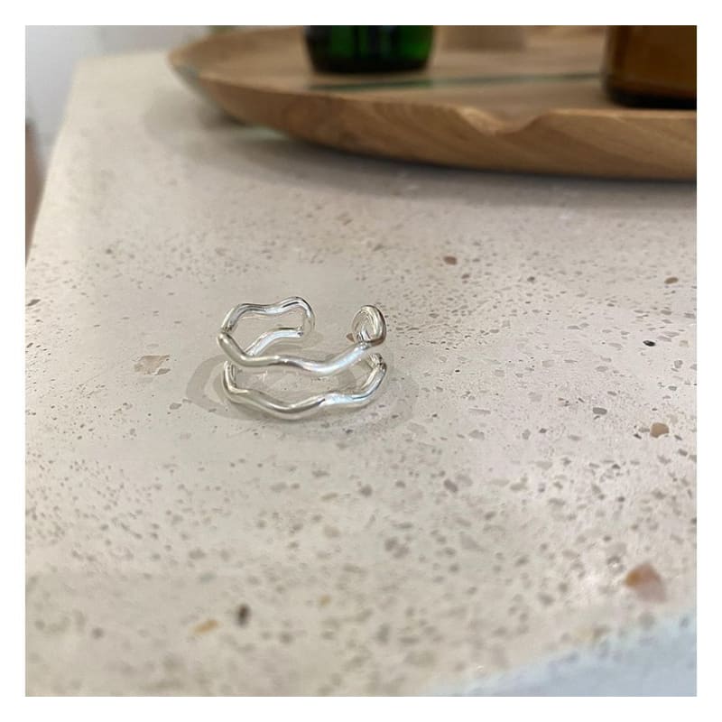 Irregular Alloy Open Ring / Wavy Layered Alloy Open Ring