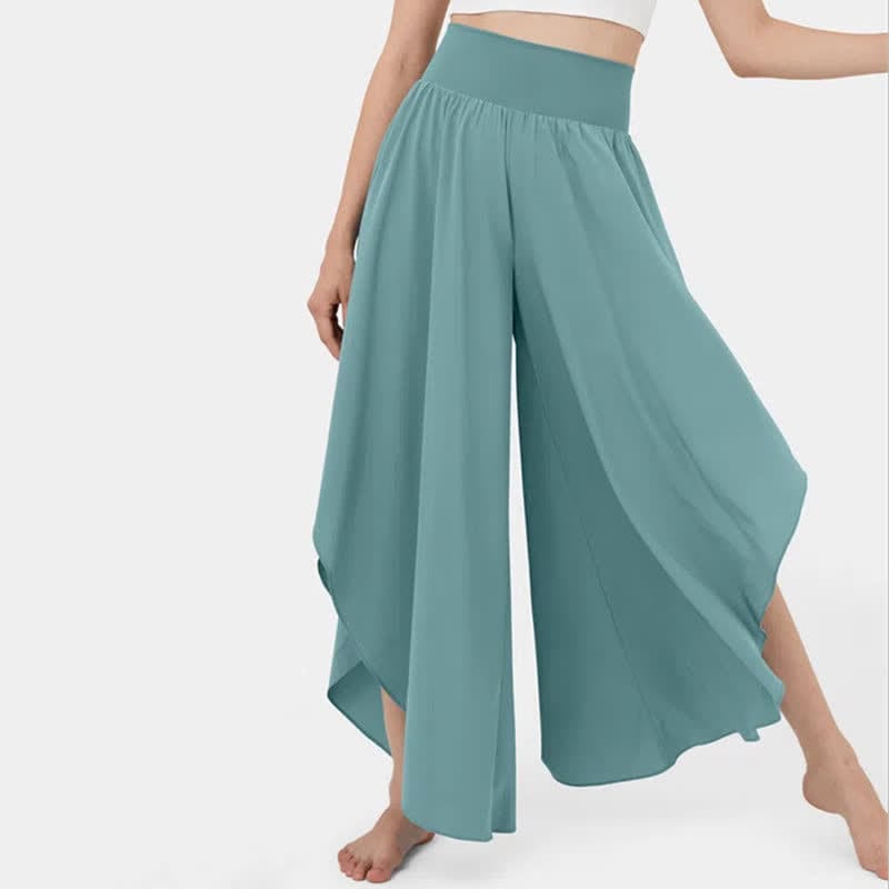 Irregular High Waist Flowy Wide Leg Casual Pants