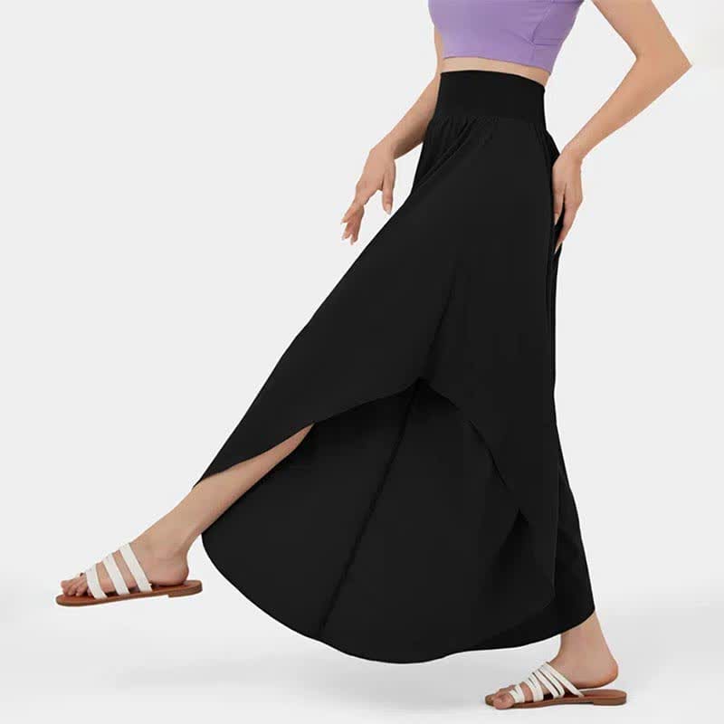 Irregular High Waist Flowy Wide Leg Casual Pants