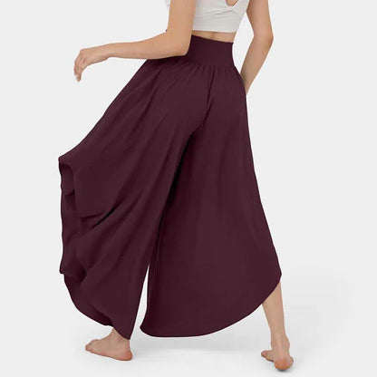 Irregular High Waist Flowy Wide Leg Casual Pants