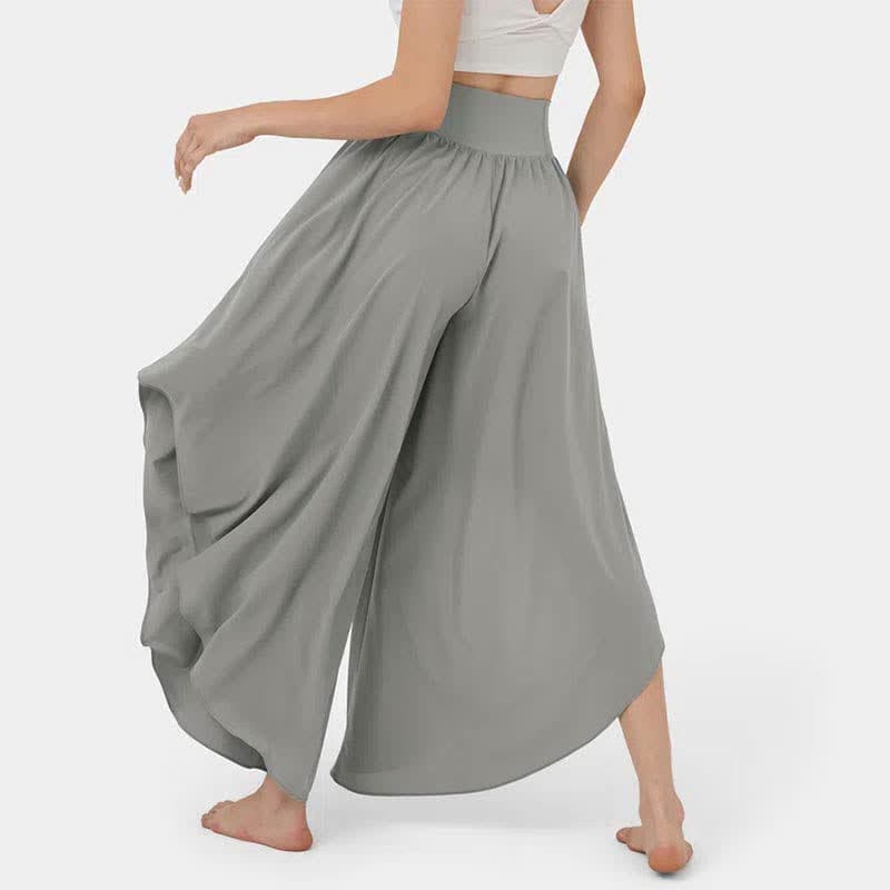 Irregular High Waist Flowy Wide Leg Casual Pants