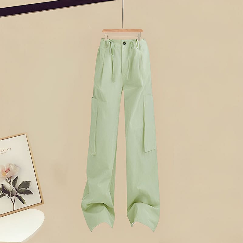 Irregular Letter T-Shirt Pure Color Cargo Pants