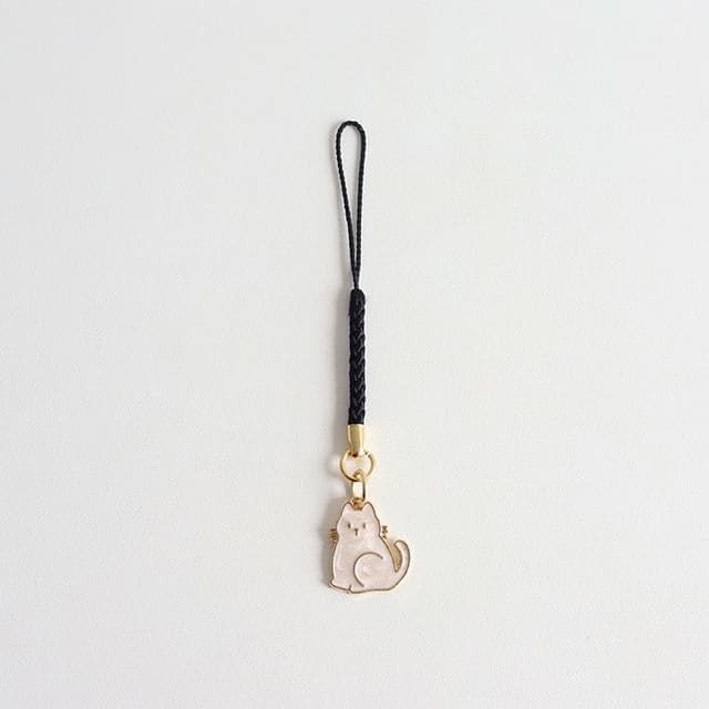 Japanese Cat Phone Strap - White / One Size