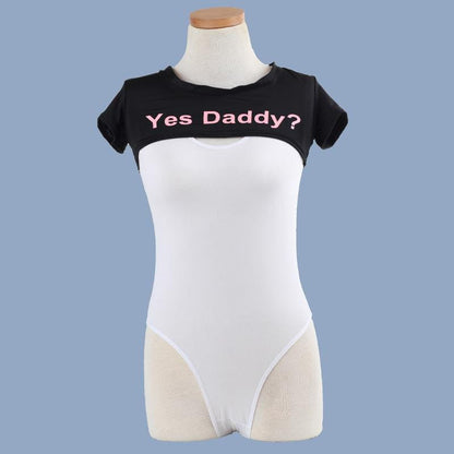 Japanese Cute One Piece Lingerie with Yes Daddy Crop Top