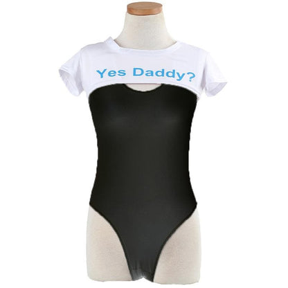 Japanese Cute One Piece Lingerie with Yes Daddy Crop Top