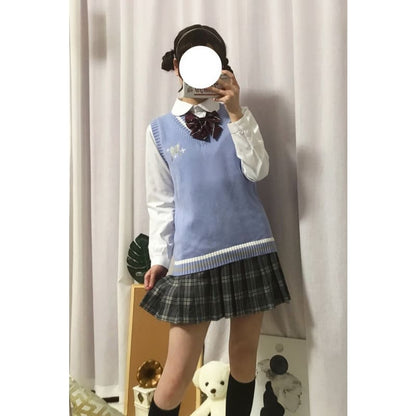 Japanese Cute solid color JK Sweater Vest MK17062 - Vest