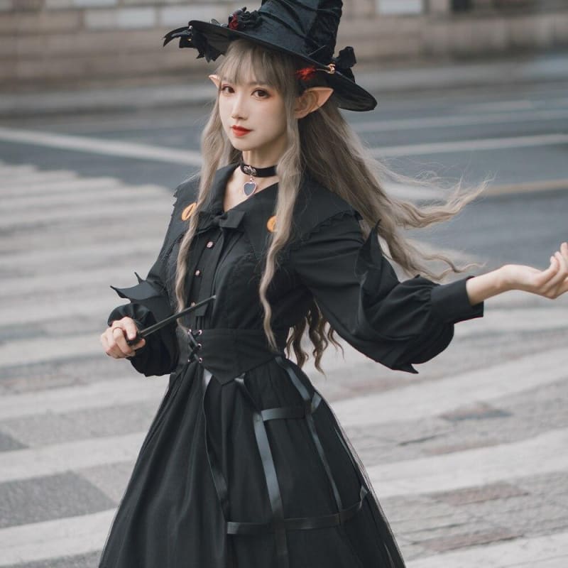 Japanese Fashion Lantern Sleeve Gothic Lolita Cosplay Dress