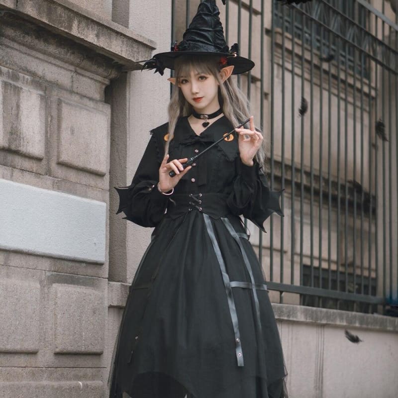 Japanese Fashion Lantern Sleeve Gothic Lolita Cosplay Dress