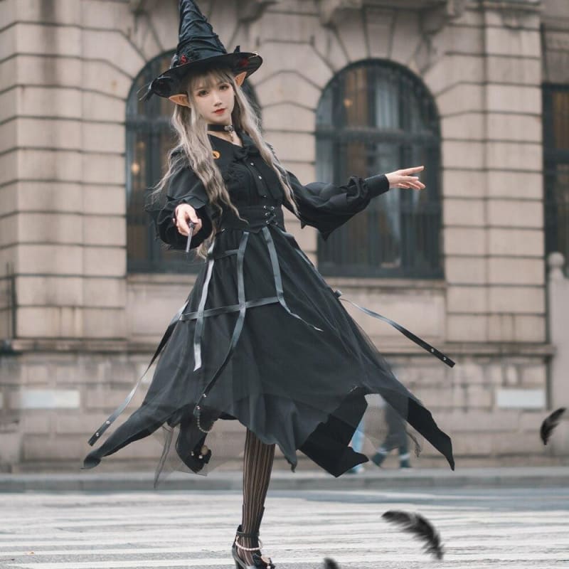 Japanese Fashion Lantern Sleeve Gothic Lolita Cosplay Dress