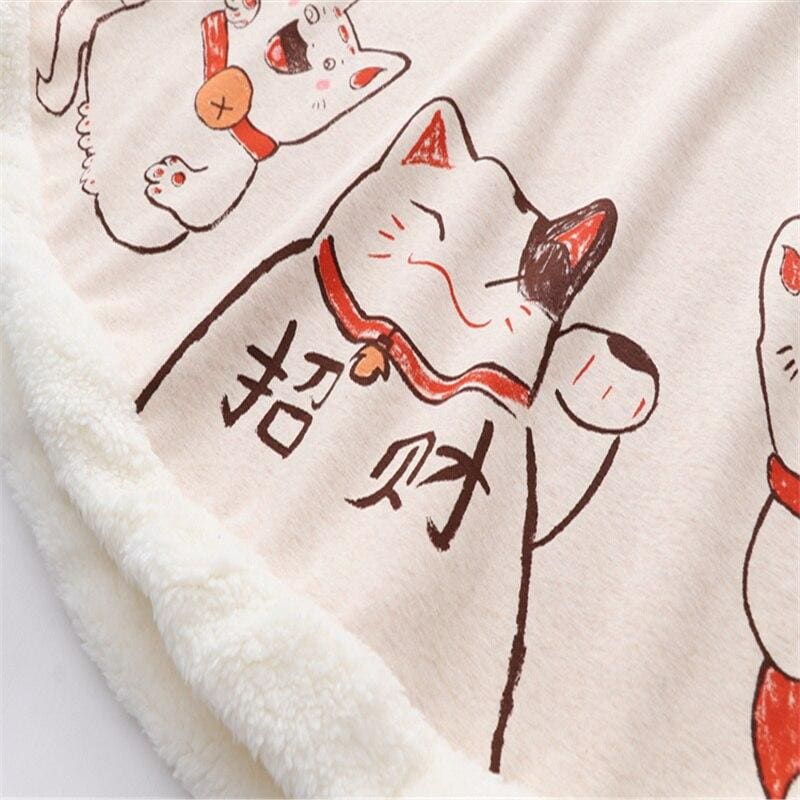 Japanese Harajuku Kawaii Lucky Cat Cloak Cute Hoodies Cape