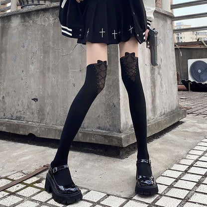 Japanese Kawaii Bow Fake Over Knee Thigh Tights MK16868