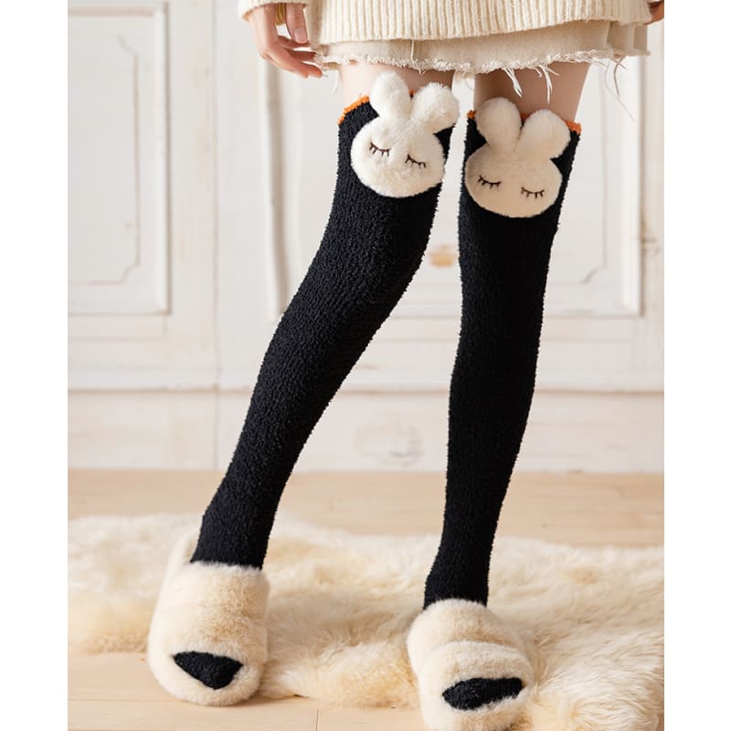 Japanese Kawaii Bunny Fleece Over Knee Socks MM2242