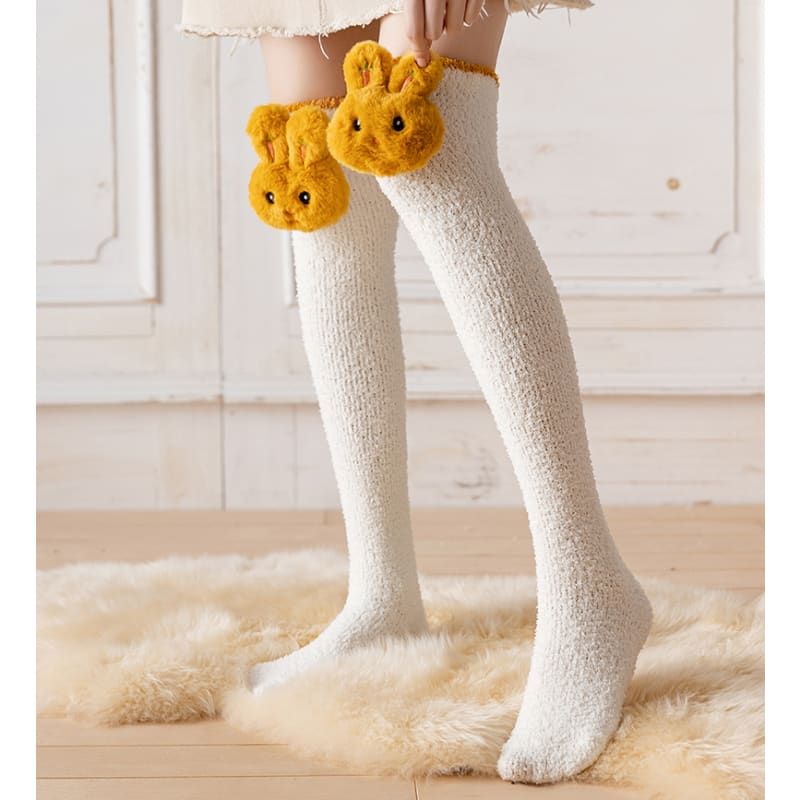 Japanese Kawaii Bunny Fleece Over Knee Socks MM2242