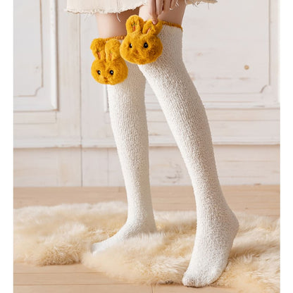 Japanese Kawaii Bunny Fleece Over Knee Socks MM2242