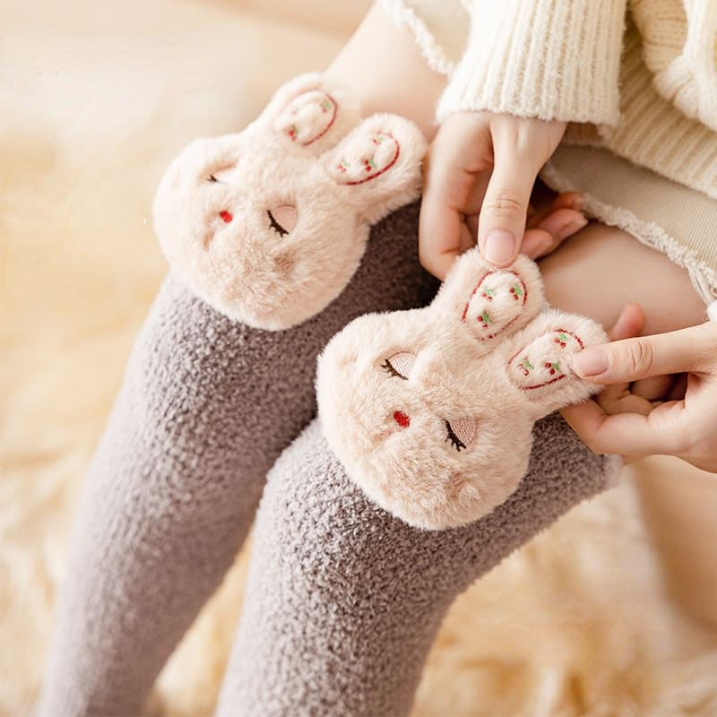 Japanese Kawaii Bunny Fleece Over Knee Socks MM2242