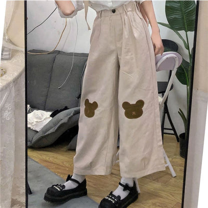 Japanese Kawaii Cartoon Bear Embroidery Pants MK16573