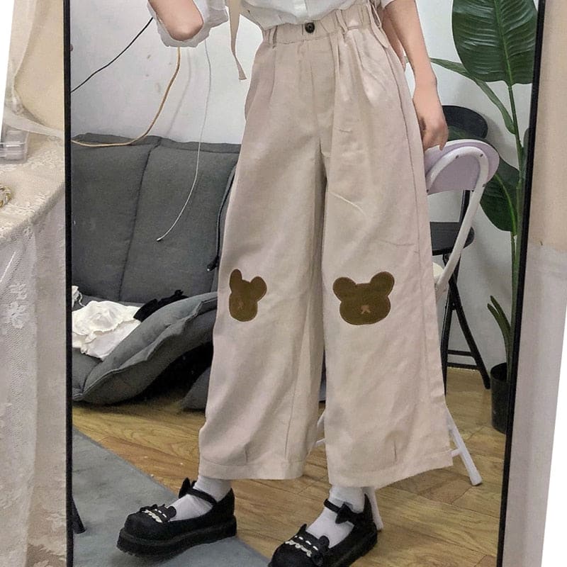 Japanese Kawaii Cartoon Bear Embroidery Pants MK16573