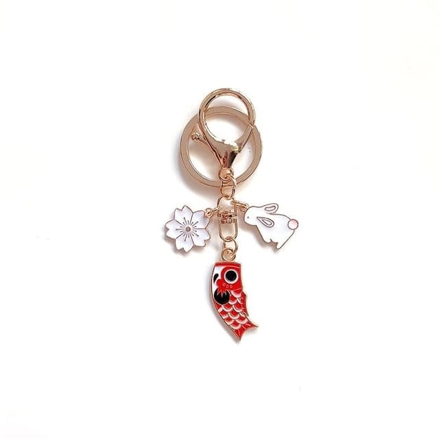 Japanese Koinobori Key Ring / Bag Charm - Red / One Size