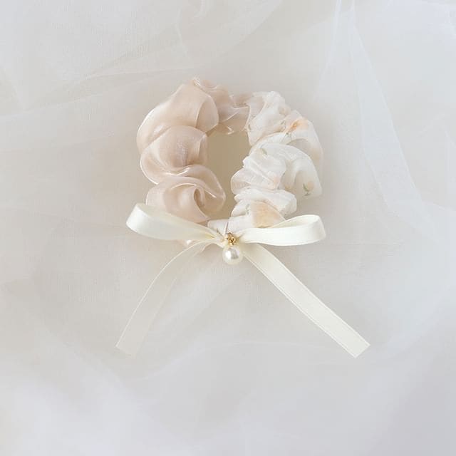 Japanese Ribbon Scrunchie - Beige / One Size