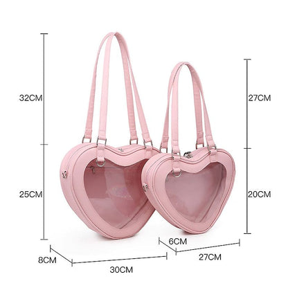 Japanese Sweet Heart Transparent JK Travel School Bag