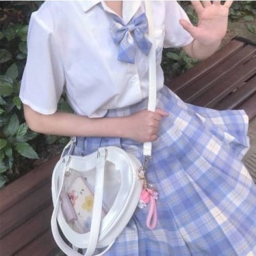 Japanese Sweet Heart Transparent JK Travel School Bag