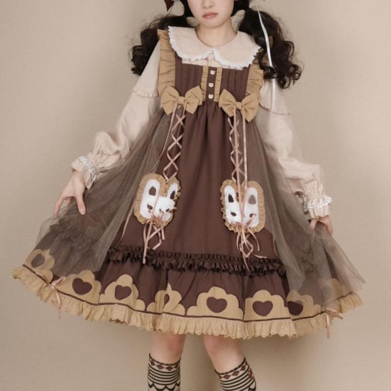 Japanese Sweet Lolita Cute Rabbit Ruffles Bow Jsk Princess