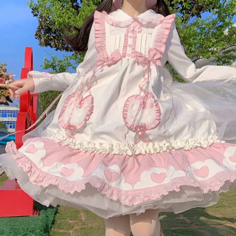 Japanese Sweet Lolita Cute Rabbit Ruffles Bow Jsk Princess