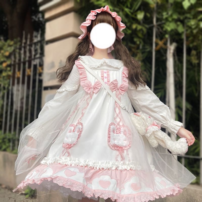 Japanese Sweet Lolita Cute Rabbit Ruffles Bow Jsk Princess