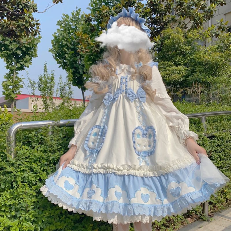 Japanese Sweet Lolita Cute Rabbit Ruffles Bow Jsk Princess