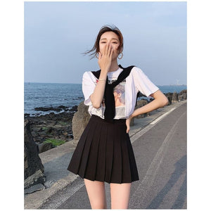 Jennie - Pleated Dark Academia Summer Mini Skirt - Skirt