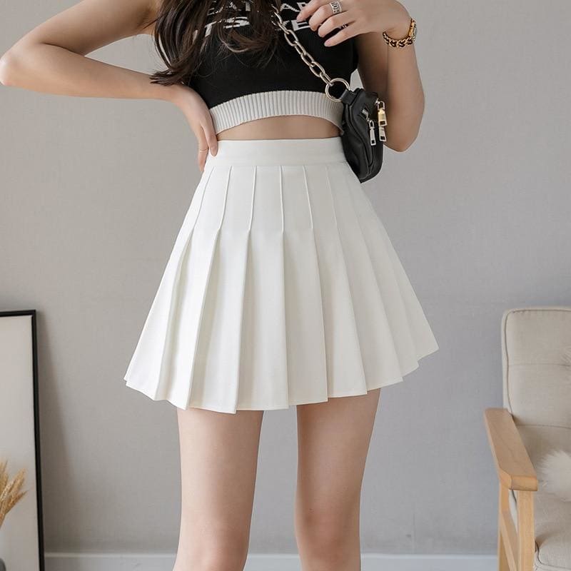 Jennie - Pleated Dark Academia Summer Mini Skirt - Skirt